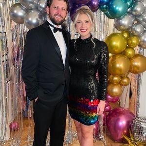 RETRO sequin rainbow dress! Perfect for NYE, Bachelorette, Mardi Gras’s!